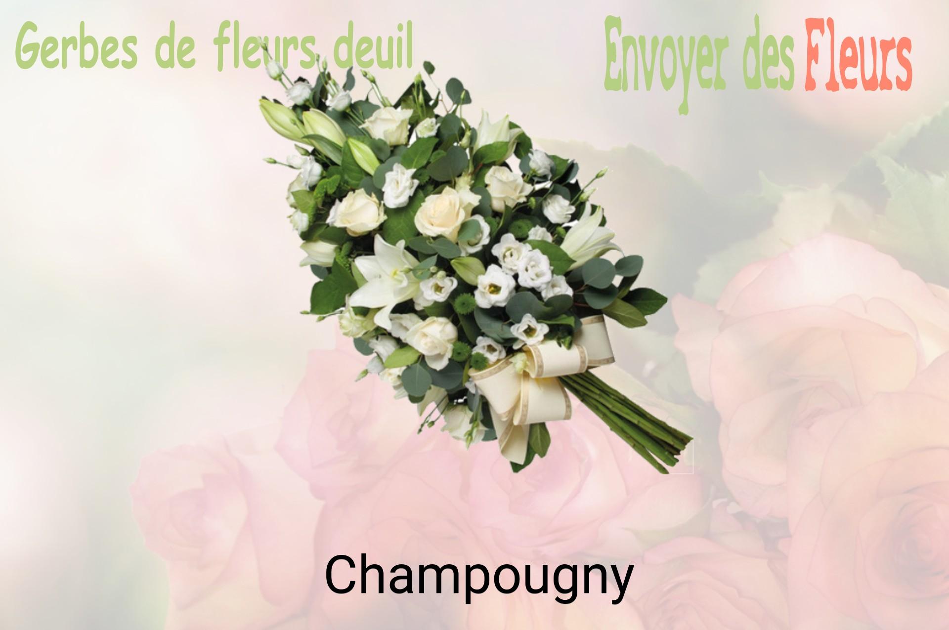 Gerbe de fleurs de deuil livrée à Champougny